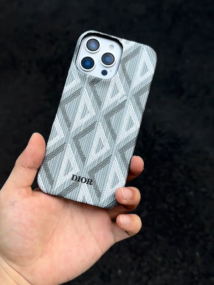 迪奧格菱紋皮質半包手機殼-ZUIHANG SHOP